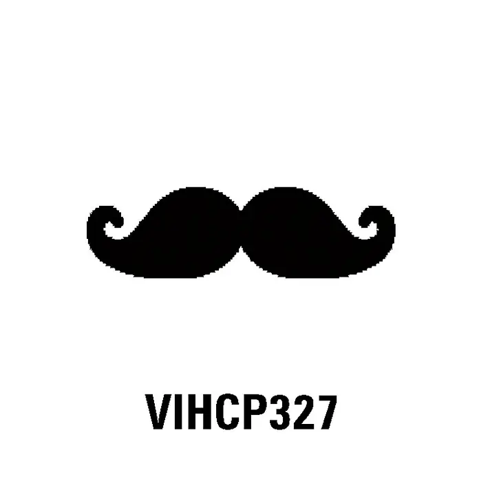 Artemio Perforadora gigante Moustache - Bigote, 5 x 4,7 cm - Bigote negro con extremos rizados y el texto 'VIHCP327'.