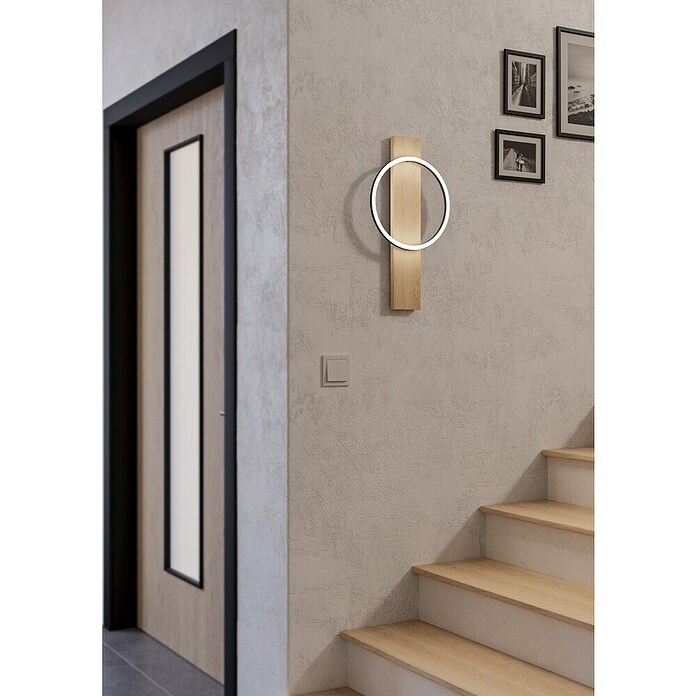 Eglo Boyal Wandleuchte (36 W, L x B x H: 30 x 7,5 x 56 cm, Schwarz/Eichefarben) | BAUHAUS