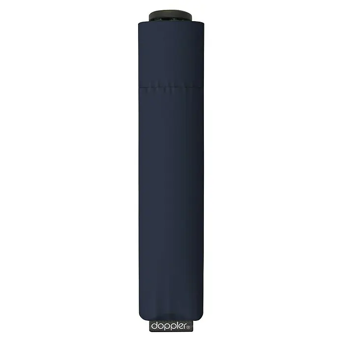 Doppler Taschenschirm Zero - Deep Blue, Durchmesser Bespannung: 91 cm, Länge: 21 cm - Ein länglicher, dunkelblauer Doppler-Regenschirm, ideal für zuverlässigen Schutz vor Regenwetter und stilvolle Eleganz.