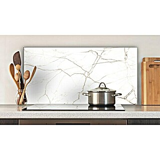 CUCINE Küchenrückwand (White Marble, 80 x 40 cm, Stärke: 6 mm, Einscheibensicherheitsglas (ESG))