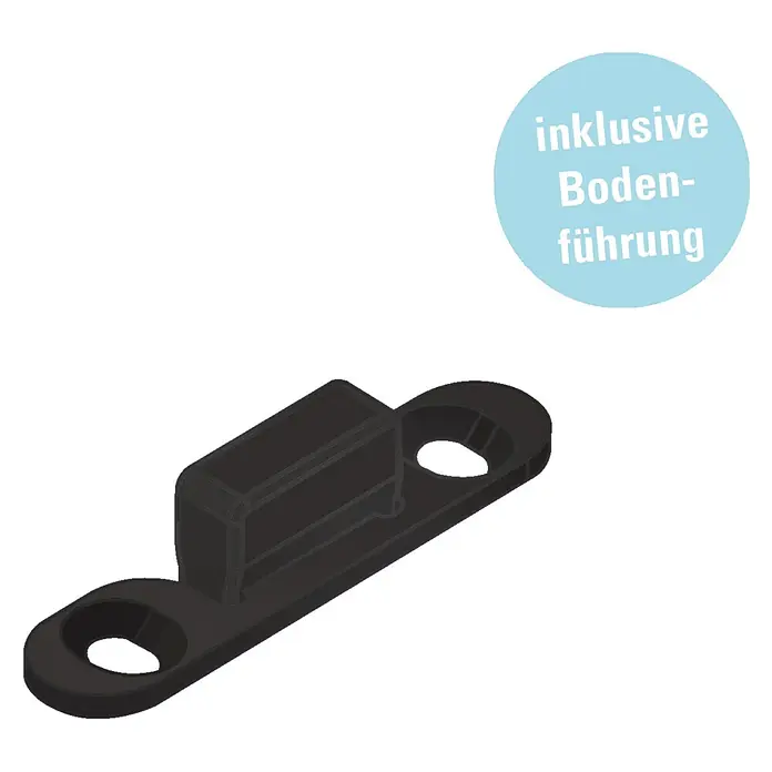 Diamond Doors Black Edition Schiebetür-Komplettset Jubidoor Loftline Black - 935 x 2.058 mm, Einscheibensicherheitsglas (ESG) - Abbildung einer schwarzen Bodenführung, die eine stabile und sichere Führung von Türen oder Möbeln gewährleistet. Inklusive Bodenführung.