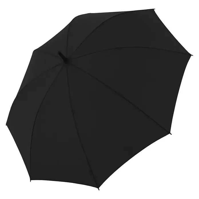 Doppler Regenschirm Zero - Simply Black, Durchmesser Bespannung: 130 cm, Länge: 96 mm - Ein dunkler Regenschirm, geöffnet und bereit, vor Regen zu schützen. Perfekt für unbeständiges Wetter und stilvollen Schutz.