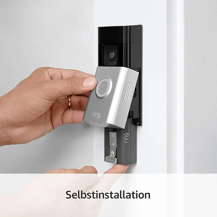 Ring Set Türklingel mit Kamera Video Doorbell Akku Plus + Funk-Gong Chime 2. Gen. - Nickel, 1.920 x 1.080 Pixel (Full HD), 2,8 x 6,2 x 12,8 cm - Ring Video Doorbell: Der Akku wird entnommen. Einfache Selbstinstallation für mehr Sicherheit und Komfort an Ihrer Haustür.
