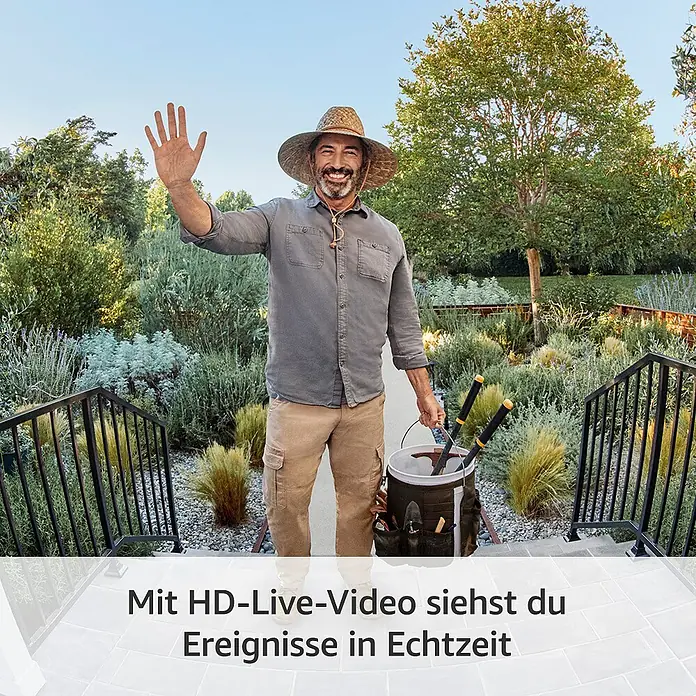 Ring Set Türklingel mit Kamera Video Doorbell Akku Plus + Funk-Gong Chime 2. Gen. - Nickel, 1.920 x 1.080 Pixel (Full HD), 2,8 x 6,2 x 12,8 cm - Mit HD-Live-Video sehen Sie Ereignisse in Echtzeit.