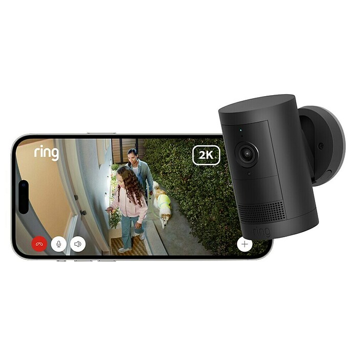 Ring Cámara para exterior Akku Plus Negro (2.048 x 1.536 píxeles (2K-HD)) | BAUHAUS