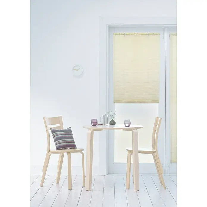 Estor enrollable Basic - An x Al: 100 x 180 cm, Natural - Juego de comedor con mesa y sillas de madera. Diseño minimalista con colores claros, ideal para comedores modernos.