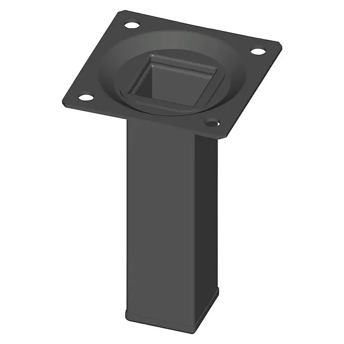 Element System Möbelfuß - L x B x H: 10 x 2,5 x 10 cm, Traglast: 50 kg, Stahl - Schwarzer Metall-Tischfuß mit quadratischem Profil und Befestigungsplatte. Ideal für Möbelbau und DIY-Projekte. Robust und stilvoll.