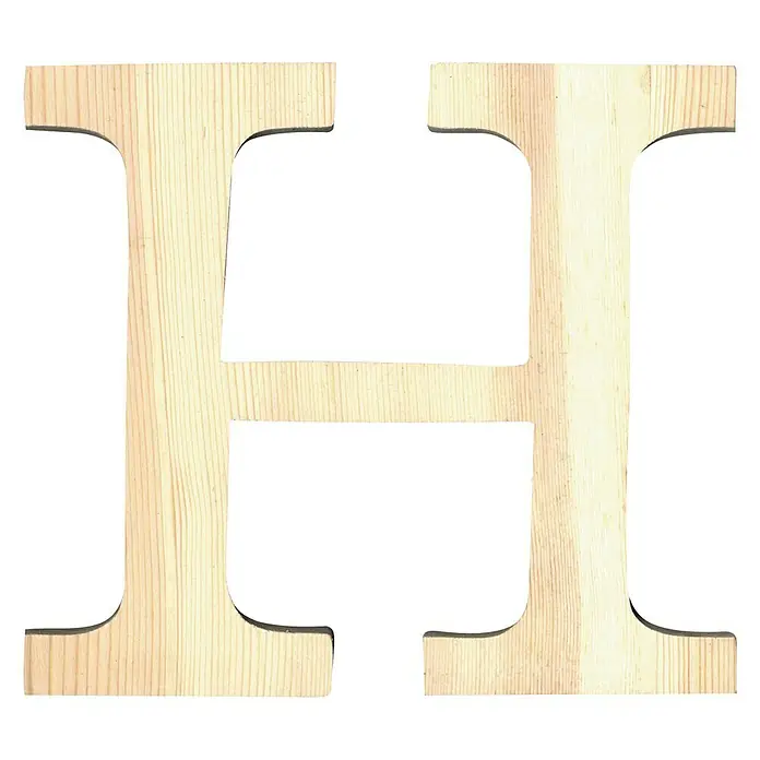 Artemio Letra de madera - Motivo: H, L x An x Al: 19 x 1 x 19 cm, Madera - Letra de madera H: Una letra H de madera sin terminar, que muestra una veta de madera natural, perfecta para manualidades y decoraciones personalizadas.