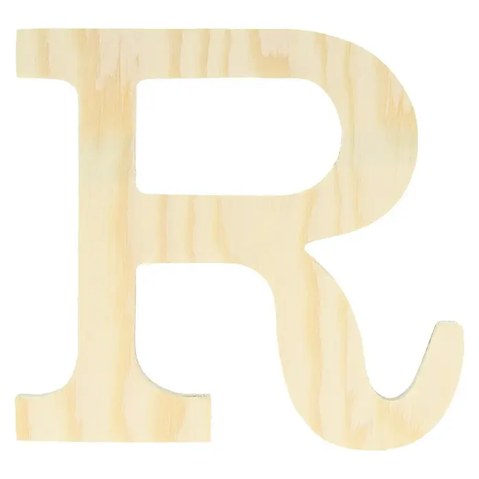 Artemio Letra de madera - Motivo: R, L x An x Al: 11,5 x 1 x 11,5 cm, Madera - Una letra "R" de madera sin terminar en un color de madera clara y natural, ideal para manualidades.