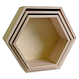 Artemio Set cajas de madera Bandejas Hexagonal (3 ud., Madera, 26,5 x 10 x 30 cm)
