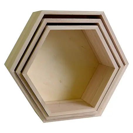 Artemio  Set cajas de madera Bandejas Hexagonal
