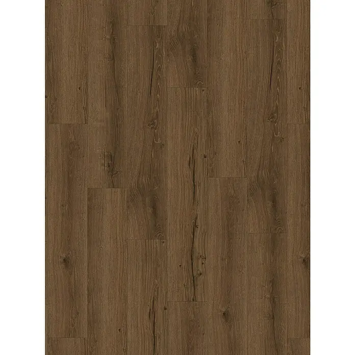 Parador Vinylbodenmuster Classic 2030 Eiche Cambridge geräuchert Gebürstete Struktur - 200 x 216 x 9,6 mm, Landhausdiele - Nahaufnahme eines Bodens mit dunklen Holzpaneelen und deutlicher Holzmaserung.