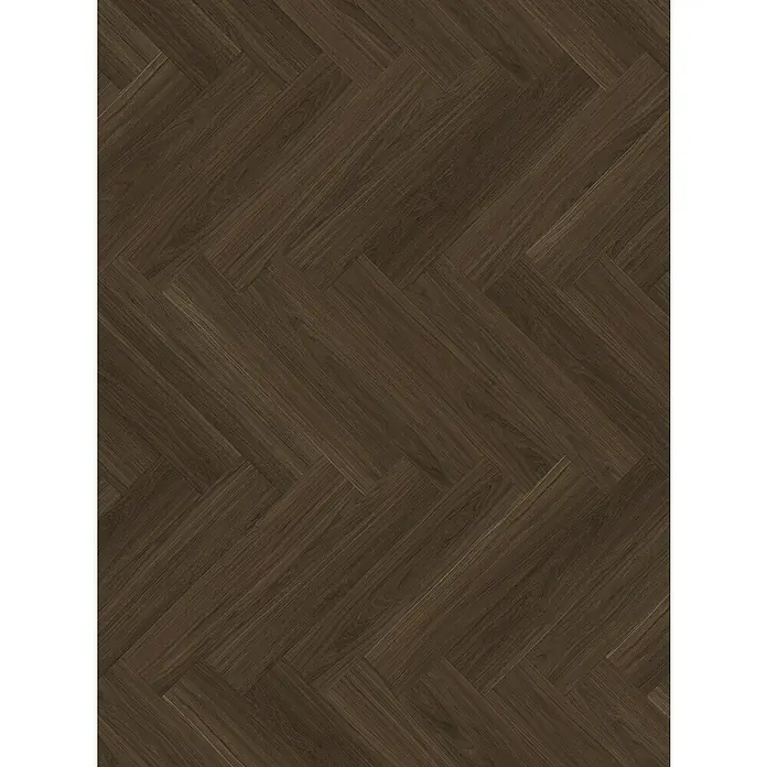 Parador Vinylboden Trendtime 3 - Eiche Oxford dunkelbraun, Fischgrät, 730 x 146 x 5 mm - Dunkelbrauner Holzboden im Fischgrätenmuster. Das Parkett verleiht dem Raum Wärme und Eleganz mit seiner klassischen Verlegung.