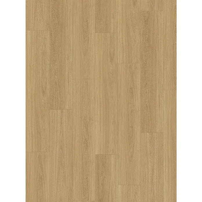 Parador Vinylbodenmuster Basic 5.3 - Eiche Oxford natur, 200 x 225 x 5,3 mm, Landhausdiele - Detailaufnahme eines hellbraunen Laminatbodens in Holzoptik, der eine warme und einladende Atmosphäre vermittelt. Die Oberfläche ist leicht strukturiert.