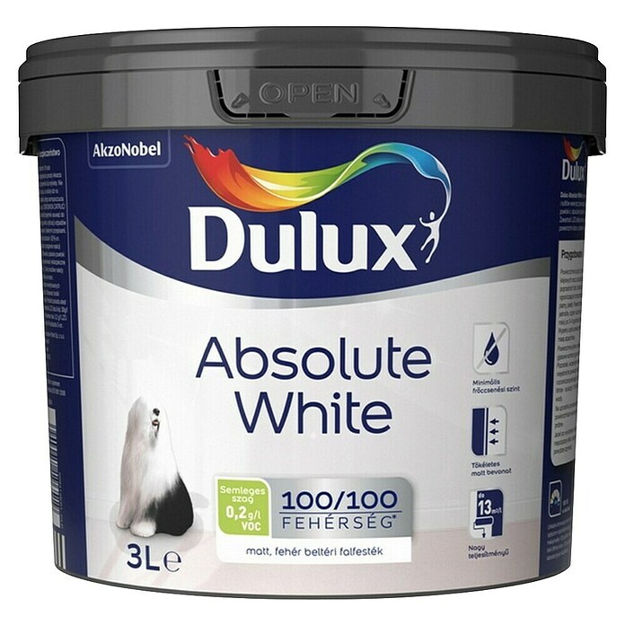 Dulux Boja za zid Absolute White  (Bijela, Mat, 3 l) | BAUHAUS