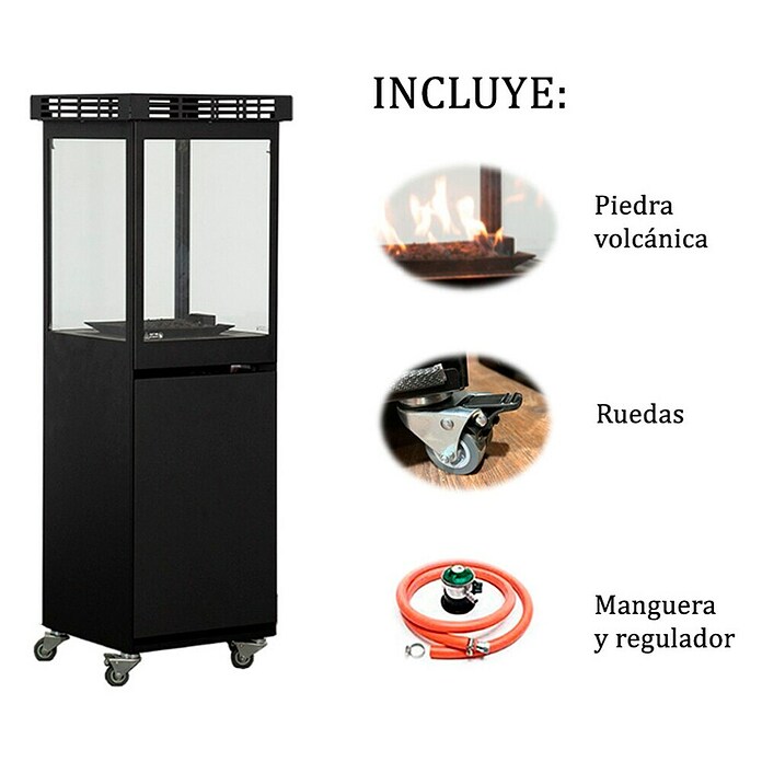 Nora Flames Estufa de exterior de gas Mavros (8 kW, Altura: 128,5 cm, Negro) | BAUHAUS