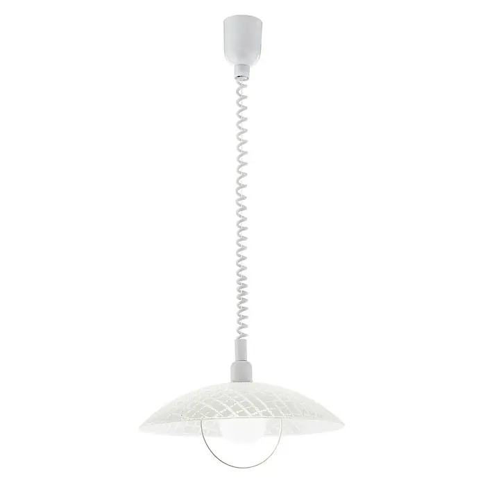 Eglo Pendelleuchte Alvez - Höhe: 110 cm - Elegante weiße Hängelampe mit einem spiralförmigen Kabel und einem filigranen Lampenschirm, ideal für stilvolle Beleuchtung in jedem Raum.