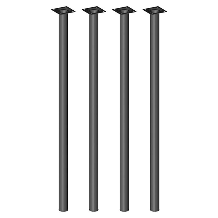 Element System Möbelfuß-Set Burgund (Ø x L: 30 x 700 mm, Farbe: Schwarz, Traglast: 50 kg, 4 Stk.)