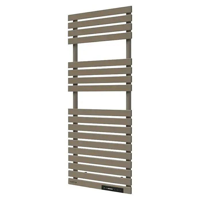 Rointe Radiador toallero eléctrico Neo - An x Al: 50 x 110 cm, 300 W - 500 W, Beige perla - Un radiador gris moderno con barras horizontales y control digital. Ideal para baños o espacios habitables.
