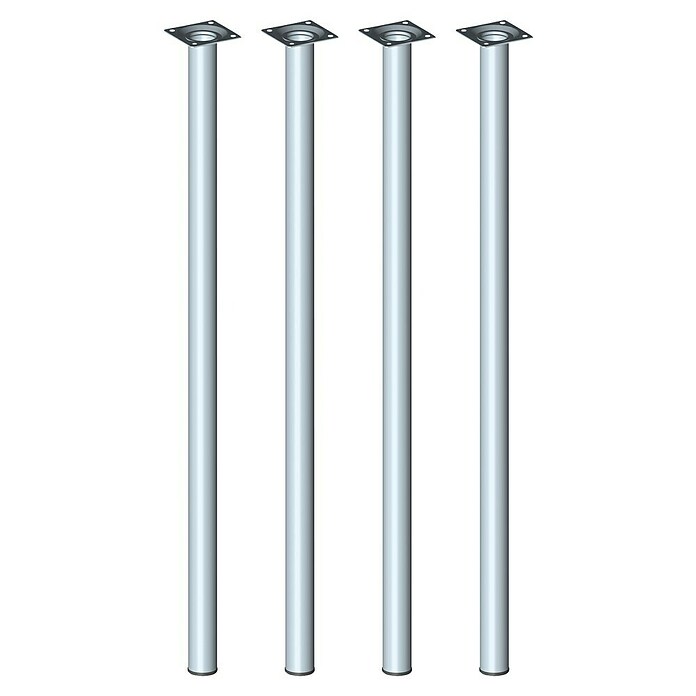 Element System Möbelfuß-Set Burgund (Ø x L: 30 x 700 mm, Farbe: Edelstahl, Traglast: 50 kg, 4 Stk.)