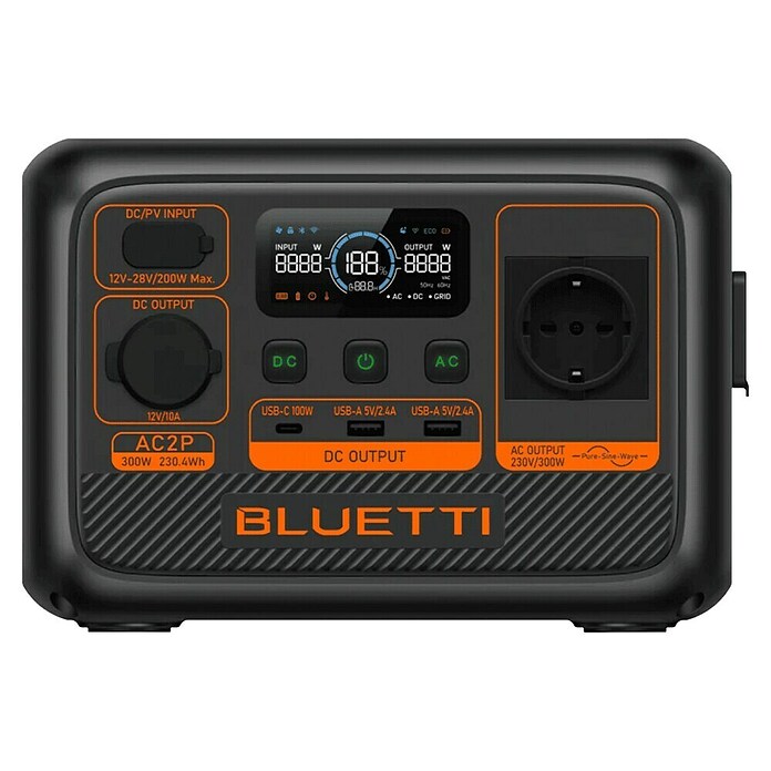 Bluetti Powerstation P-AC2P (230 Wh, Schwarz) | BAUHAUS
