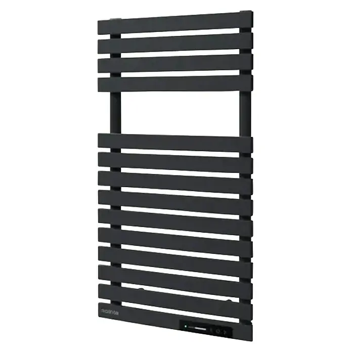 Rointe Radiador toallero eléctrico Neo - An x Al: 50 x 78 cm, 300 W, Negro - Radiador gris con listones horizontales y controles para la regulación de la temperatura para un clima ambiental agradable.