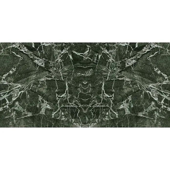 Atlas Concorde Solution Marble Vison Feinsteinzeugfliese Verde Bosco - 60 x 120 cm, Grün, Glänzend - Elegante dunkelgrüne Marmorplatte mit auffälligen weißen Adern, ideal für stilvolle Innenräume. Das einzigartige Muster macht jede Platte zu einem Unikat.