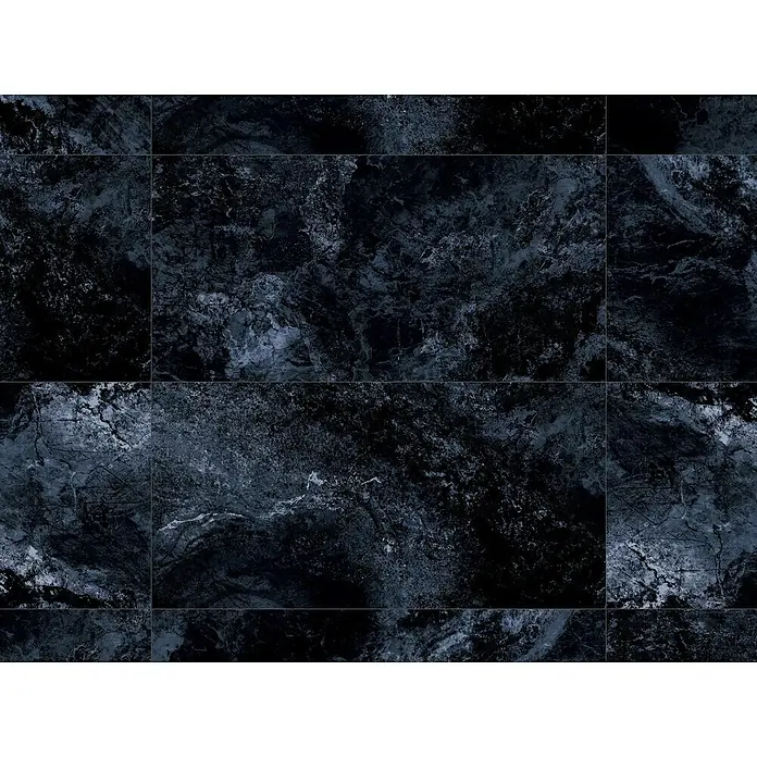 Feinsteinzeugfliese Oceanic - 60 x 120 cm, Blau, Glänzend - Dunkelgraue Marmorfliesen mit subtilen Mustern, ideal für elegante Bodenbeläge und Wandverkleidungen, die jedem Raum einen Hauch von Luxus verleihen.