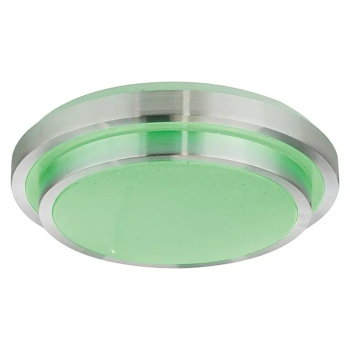 Lavida LED-Deckenleuchte rund Viano - 24 W, Ø x H: 410 mm x 10,5 cm, Weiß, Kaltweiß - Moderne LED-Deckenleuchte mit grüner Beleuchtung. Das schlanke Design verfügt über einen silbernen Rahmen und ein einzigartiges Sternmuster.