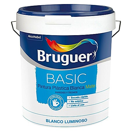 Bruguer Pintura para paredes y techos Basic (Blanco, Mate, 15 l)