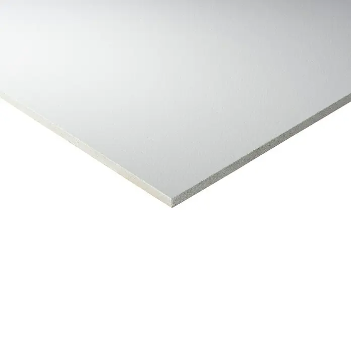 Knauf Deckenplatte AMF Thermatex - 62,5 x 62,5 cm, Weiß, Schlicht - Nahaufnahme einer weißen Leichtbauplatte, die sich ideal für Modellbau, Bastelarbeiten und den Innenausbau eignet.
