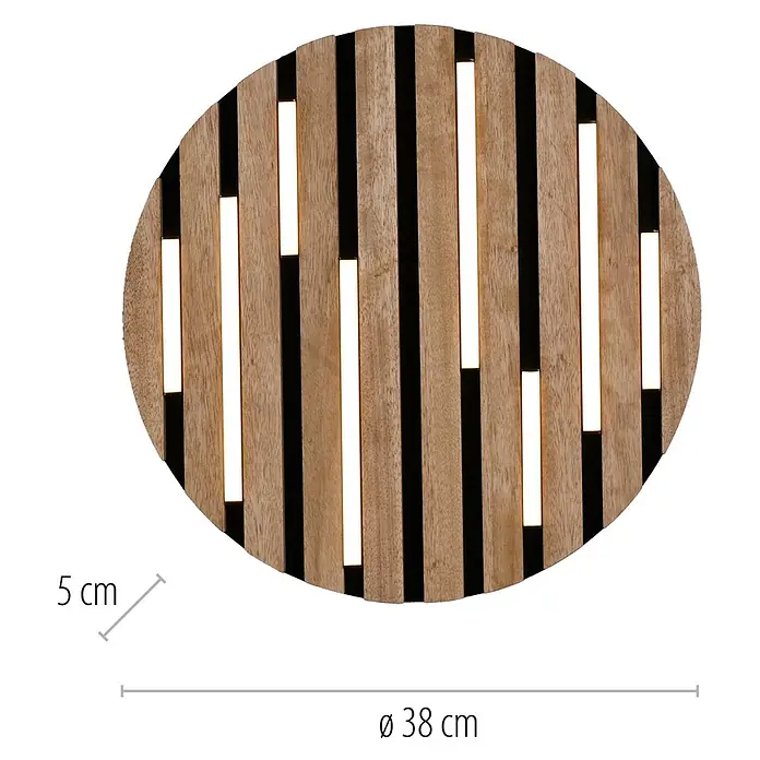Just Light LED-Deckenleuchte Akustik - Schwarz, 12 W, IP20 - Wandleuchte aus Holzlatten im ovalen Design. Die Lampe spendet warmes Licht und hat eine Grösse von 38cm im Durchmesser.