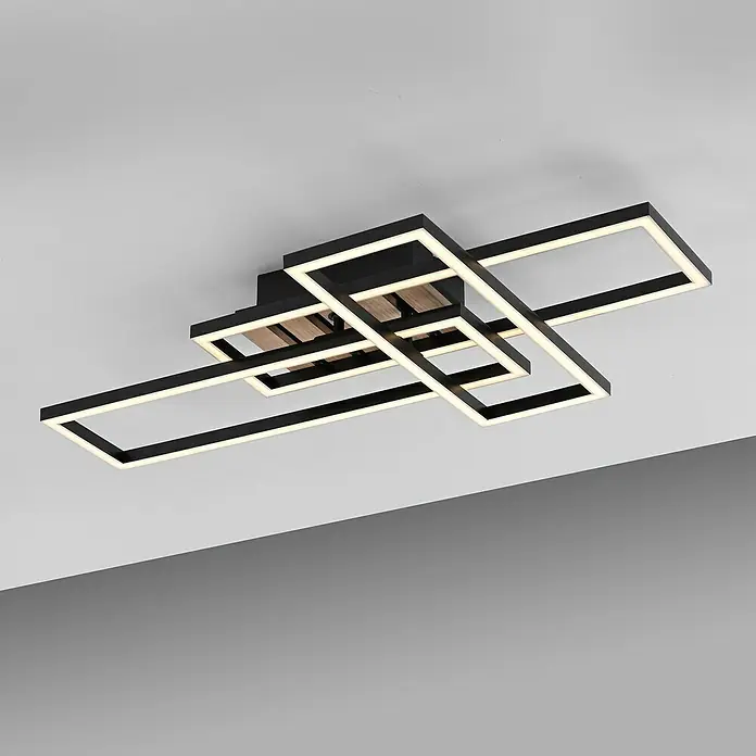 Just Light LED-Deckenleuchte Akustika - Schwarz, 20 W, IP20 - Moderne Deckenleuchte mit schwarzem Rahmen und integrierten LED-Streifen, die ein elegantes und helles Ambiente schaffen.