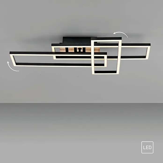 Just Light LED-Deckenleuchte Akustika - Schwarz, 20 W, IP20 - Diese LED-Deckenleuchte besticht durch ihr modernes, quadratisches Design in Schwarz und Weiß. Sie ist dimmbar und bietet helles, effizientes Licht.