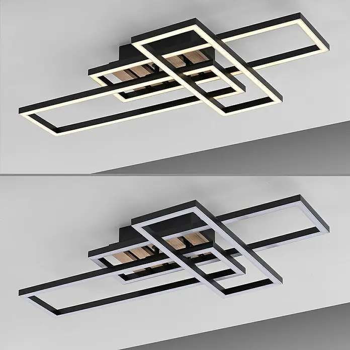 Just Light LED-Deckenleuchte Akustika - Schwarz, 20 W, IP20 - Moderne Deckenleuchte mit rechteckigen, schwarzen Rahmen und integrierter LED-Beleuchtung für eine stilvolle Atmosphäre.