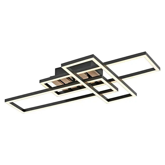 Just Light LED-Deckenleuchte Akustika - Schwarz, 20 W, IP20 - Moderne Deckenleuchte mit quadratischen, verschachtelten Rahmen und integrierter LED-Beleuchtung für ein stilvolles Ambiente in jedem Raum.
