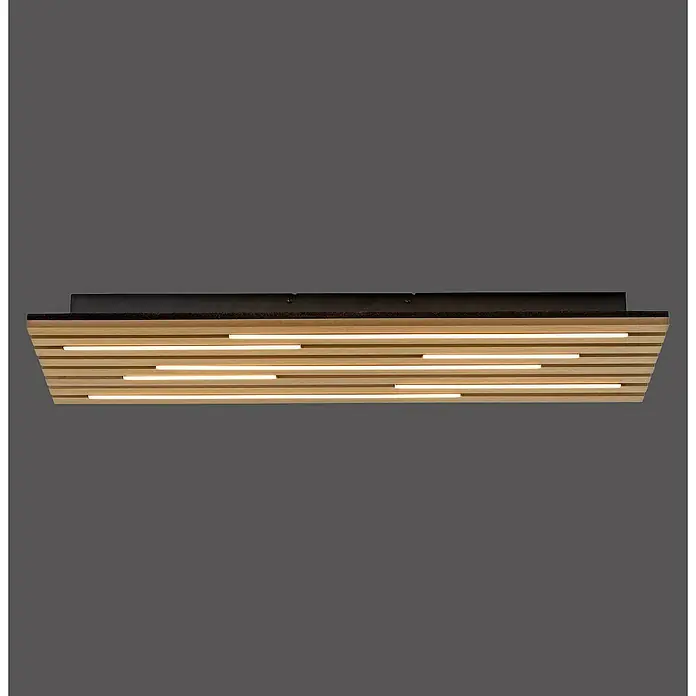 Just Light LED-Deckenleuchte Akustik - Schwarz, 25 W, IP20 - Moderne Deckenleuchte mit Holzlamellen und integrierter LED-Beleuchtung für ein warmes, einladendes Ambiente.