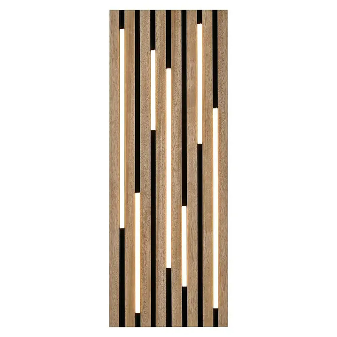 Just Light LED-Deckenleuchte Akustik - Schwarz, 25 W, IP20 - Helle Holzlamellen mit LED-Beleuchtung erzeugen ein modernes und stilvolles Wandpaneel für eine warme und einladende Atmosphäre.