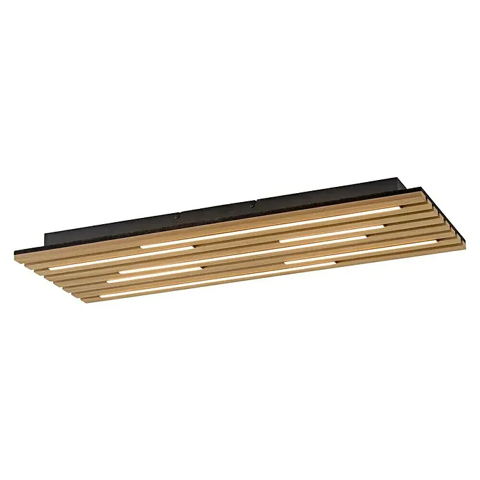 Just Light LED-Deckenleuchte Akustik - Schwarz, 25 W, IP20 - Die LED-Deckenleuchte besticht durch ihr Holzlamellendesign und sorgt für eine angenehme, indirekte Beleuchtung. Eine stilvolle Ergänzung für jeden Raum.
