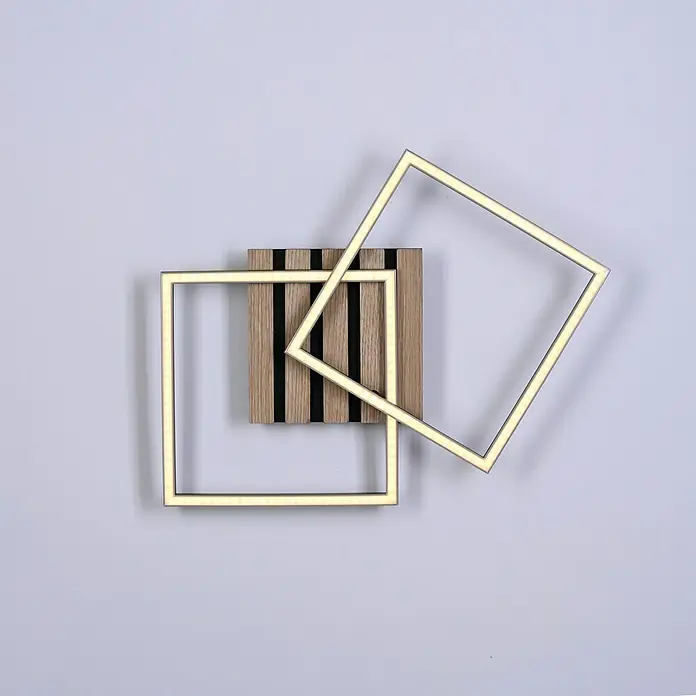 Just Light LED-Deckenleuchte Akustika - Schwarz, 15 W, IP20 - Moderne Wandleuchte mit Holz- und Quadratdesign.