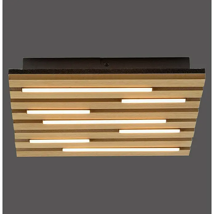 Just Light LED-Deckenleuchte Akustik - Schwarz, 10 W, IP20 - Moderne Deckenleuchte mit Holzlamellen und integrierten LED-Streifen, die ein warmes und einladendes Licht erzeugen. Stilvolles Design für jeden Raum.