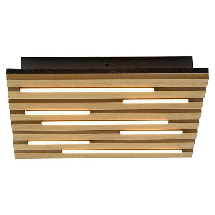 Just Light LED-Deckenleuchte Akustik - Schwarz, 10 W, IP20 - Moderne LED-Deckenleuchte mit Holzstruktur. Die Leuchte bietet warmes, einladendes Licht und eine stilvolle Ergänzung für jeden Raum.