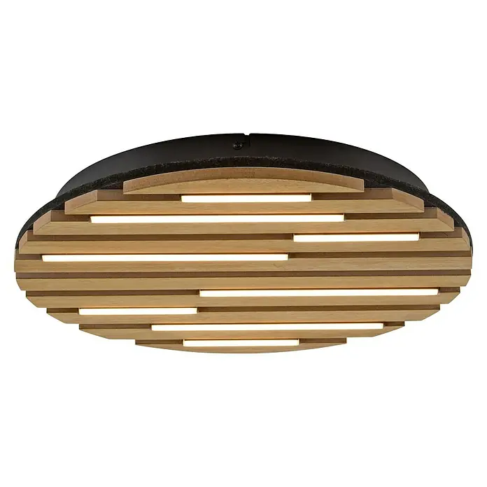 Just Light LED-Deckenleuchte Akustik - Schwarz, 12 W, IP20 - Moderne Deckenleuchte mit Holzlamellen und integrierter Beleuchtung für ein warmes, einladendes Ambiente in jedem Raum.