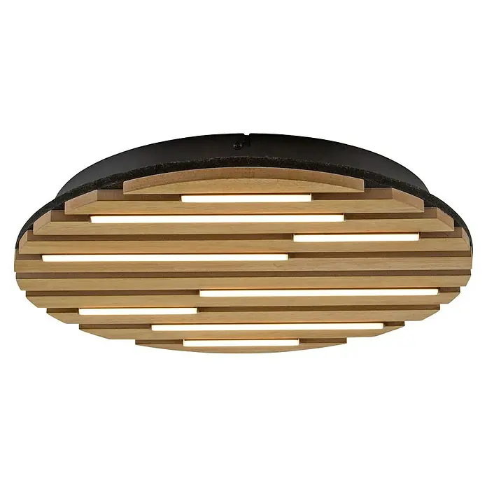Just Light LED-Deckenleuchte Akustik - Schwarz, 12 W, IP20 - Moderne Deckenleuchte mit Holzlamellen und warmweißem LED-Licht für eine stilvolle Beleuchtung in jedem Raum.