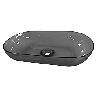 Best Design Opzetwastafel Transpa-Black (34 x 54 cm, Zonder overloop, Transparant-zwart)