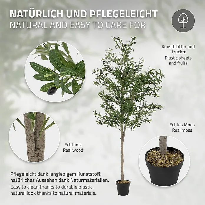 ML-Design Kunstpflanze Kunstbaum Olive fr Innen & Auen mit Echtem Moos &  Echtholzstamm online kaufen bei BAUHAUS