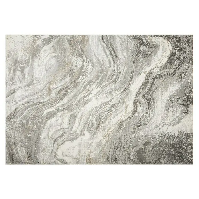 Alfombra de pelo corto Mármol - Gris, 190 x 135 cm, 100% Poliéster - Alfombra moderna con un diseño abstracto de mármol en tonos grises y beige, ideal para sala de estar o dormitorio.