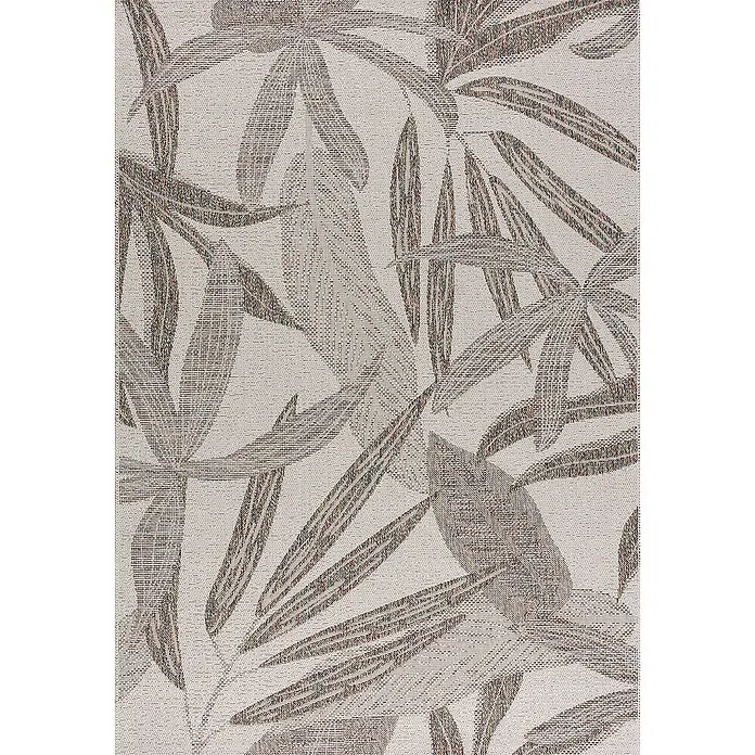 Dekoria Flachgewebeteppich - beige, braun, bunt, 230 x 160 cm - Texturiertes Teppichmuster mit stilisierten Blättern in neutralen Farben, ideal für moderne Wohnräume.