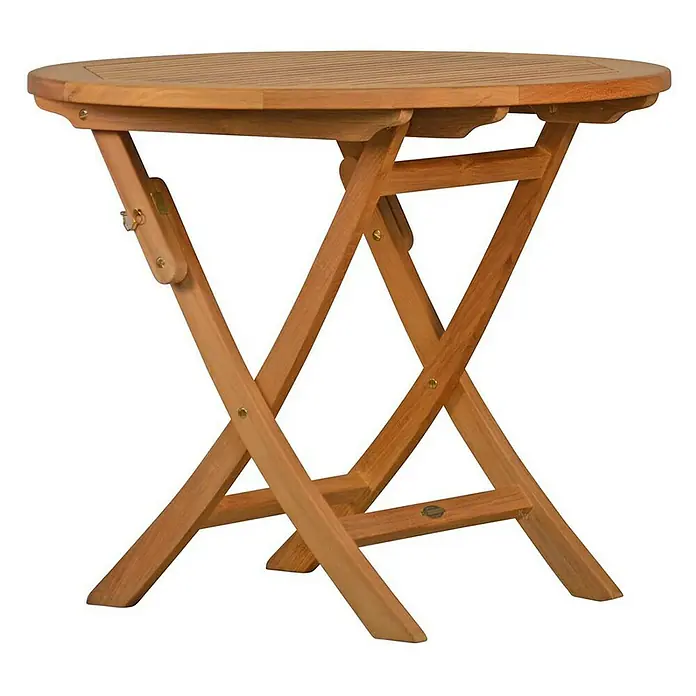 Kai Wiechmann Gartentisch - Ø x H: 90 x 75 cm, Teakholz, Rund, Naturbelassen - Ein runder, klappbarer Holztisch, ideal für den Garten oder Balkon, der durch sein natürliches Aussehen besticht. Praktisch und platzsparend.