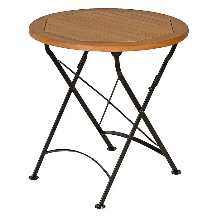 Kai Wiechmann Gartentisch - L x B x H: 70 x 70 x 72 cm, Ø x H: 70 x 72 cm, Teak, Rund, Naturbelassen - Dieser Klapptisch aus Holz und Metall ist ideal für den Garten oder Balkon. Das Gestell ist stabil und die Tischplatte ist pflegeleicht.